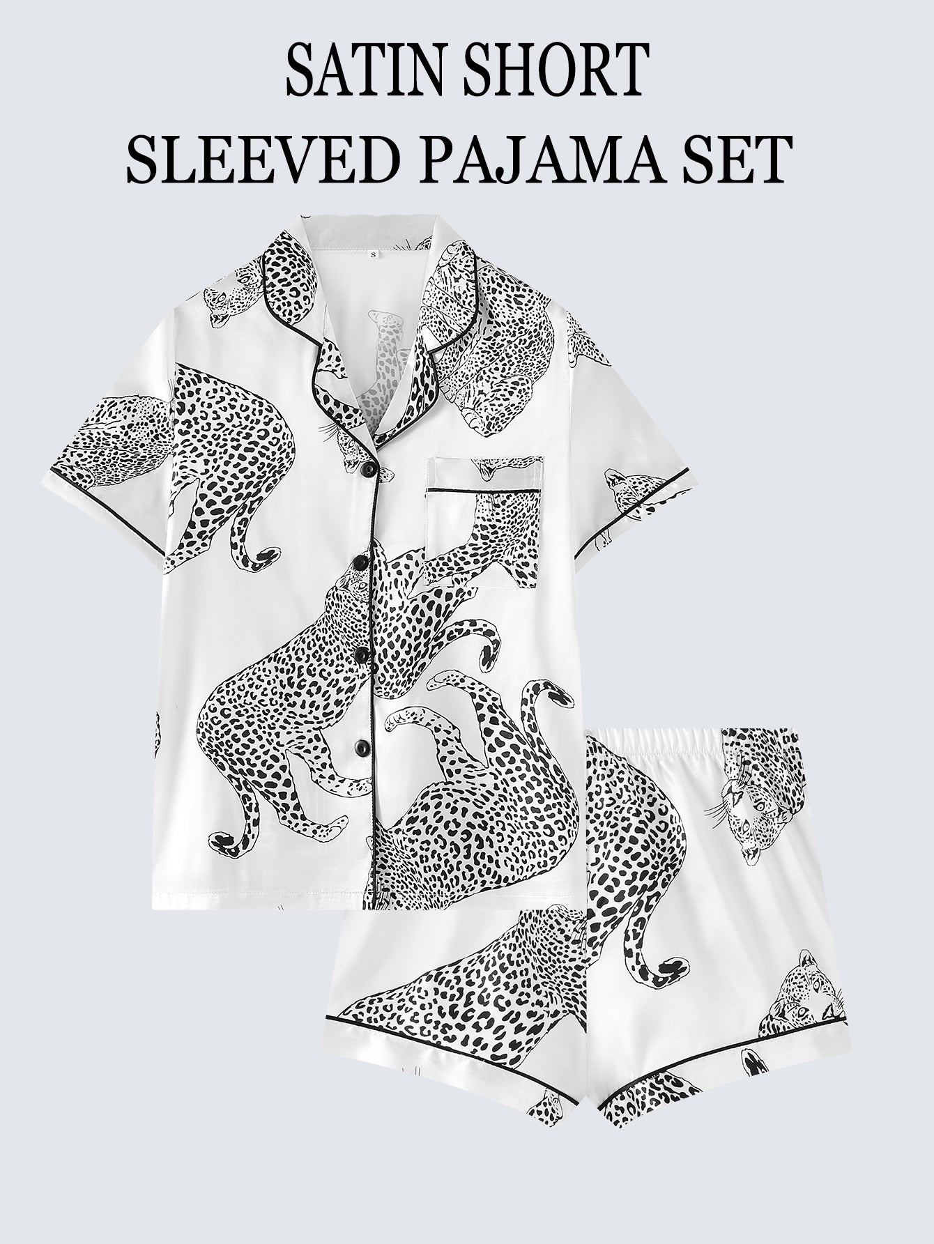 Wild Elegance Satin Set (Short Sleeve & Shorts Set)