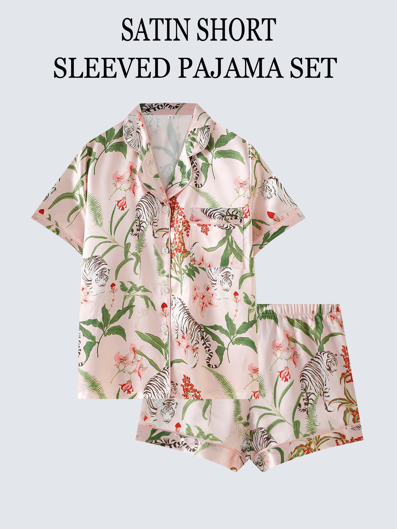 Silk Whisper Satin Pajama Set (Short Sleeve & Shorts Set)