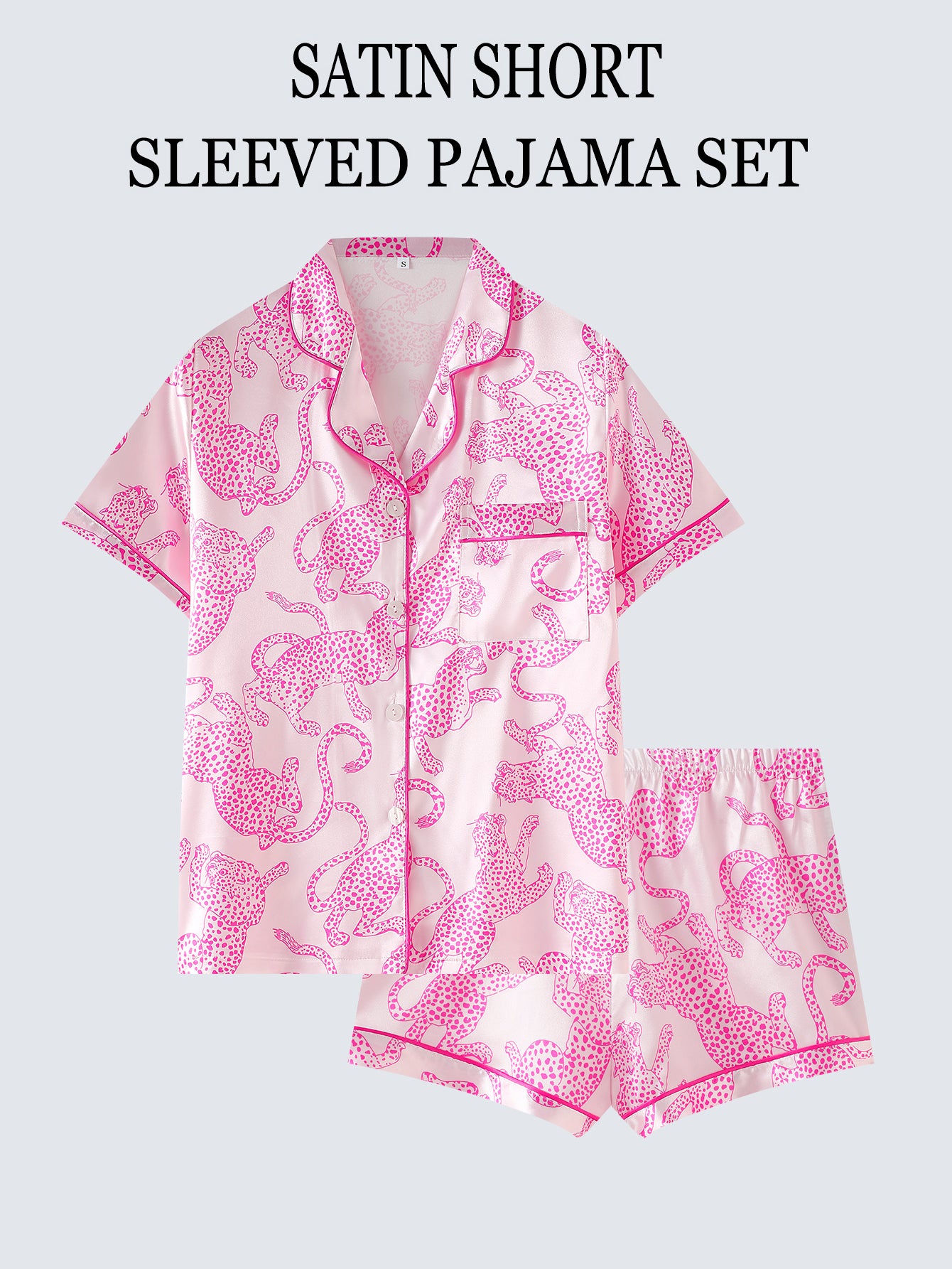 Pink Panther Satin Set (Short Sleeve & Shorts Set)
