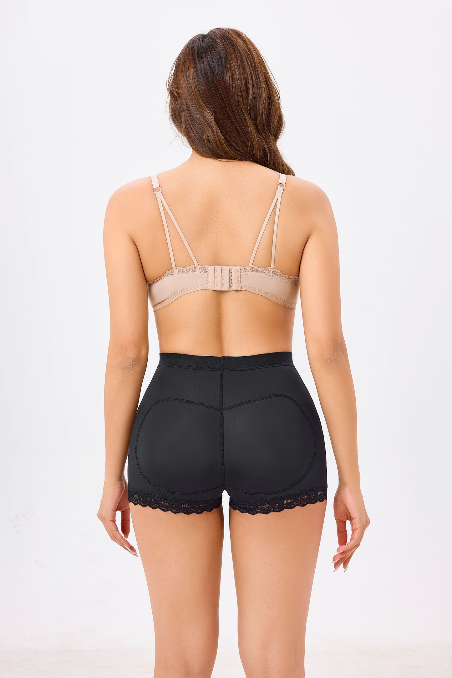High-Waisted Shaping Boyshorts with Lace Trim
