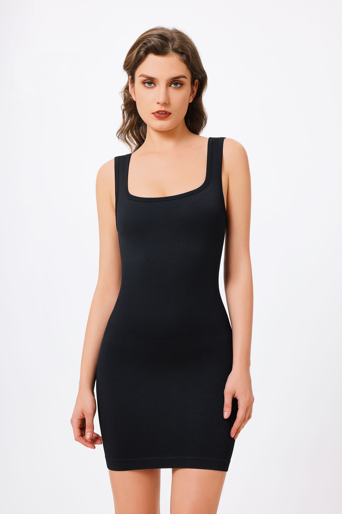 GlowFit Seamless Ribbed Dress Black