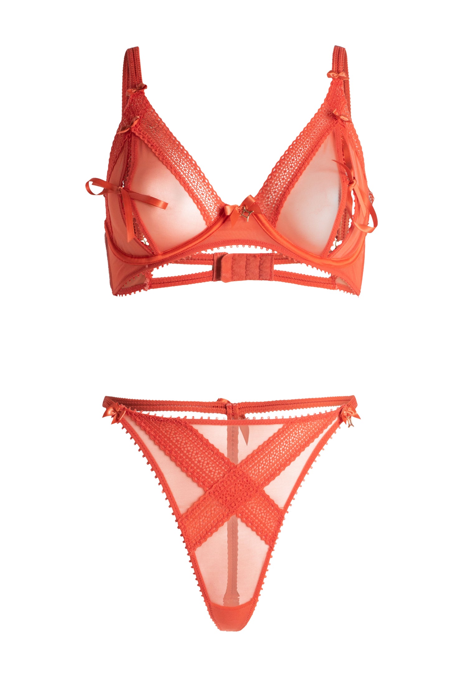 GEMINI Red Ribbons Bra & G-String Panty Set®Sexy lingerie GEMINI Red Ribbons Bra & G-String Panties underwear Set