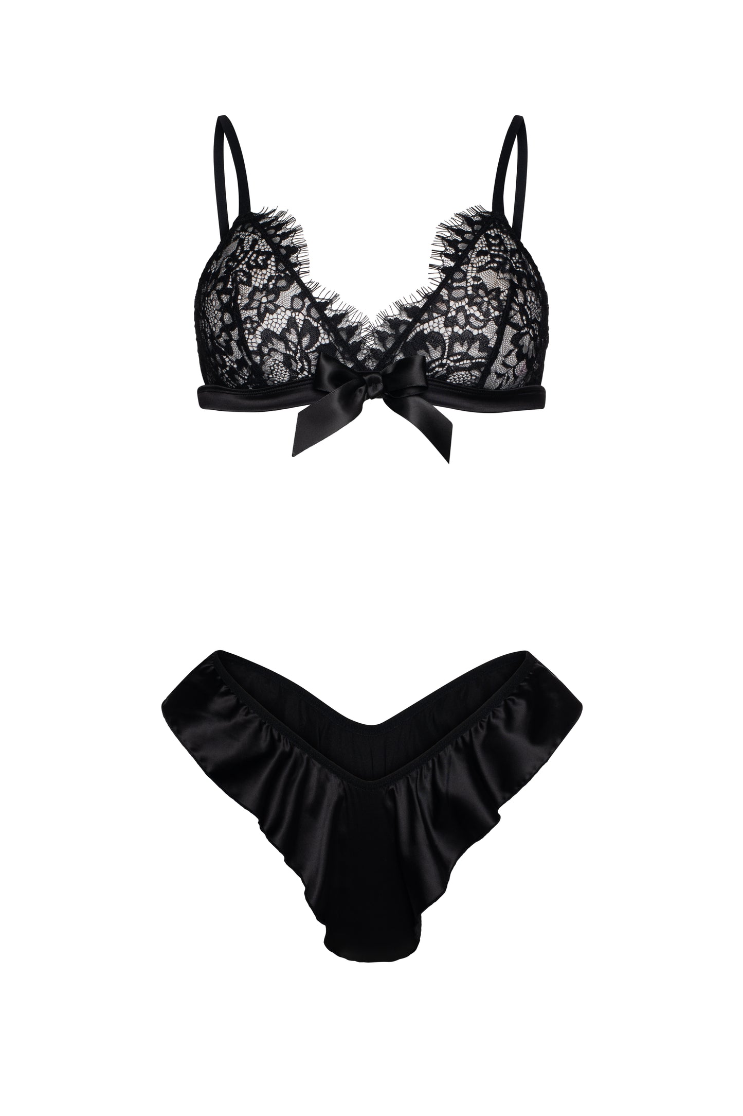 Sexy lingerie 3 pcs underwear set. Nun longing for a passionate kiss